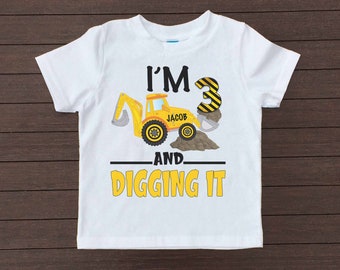 Construction Birthday Shirt, Construction Birthday Party, Personalized Construction Shirt, Birthday Boy Shirt, yellow truck Boy Shirt, H300