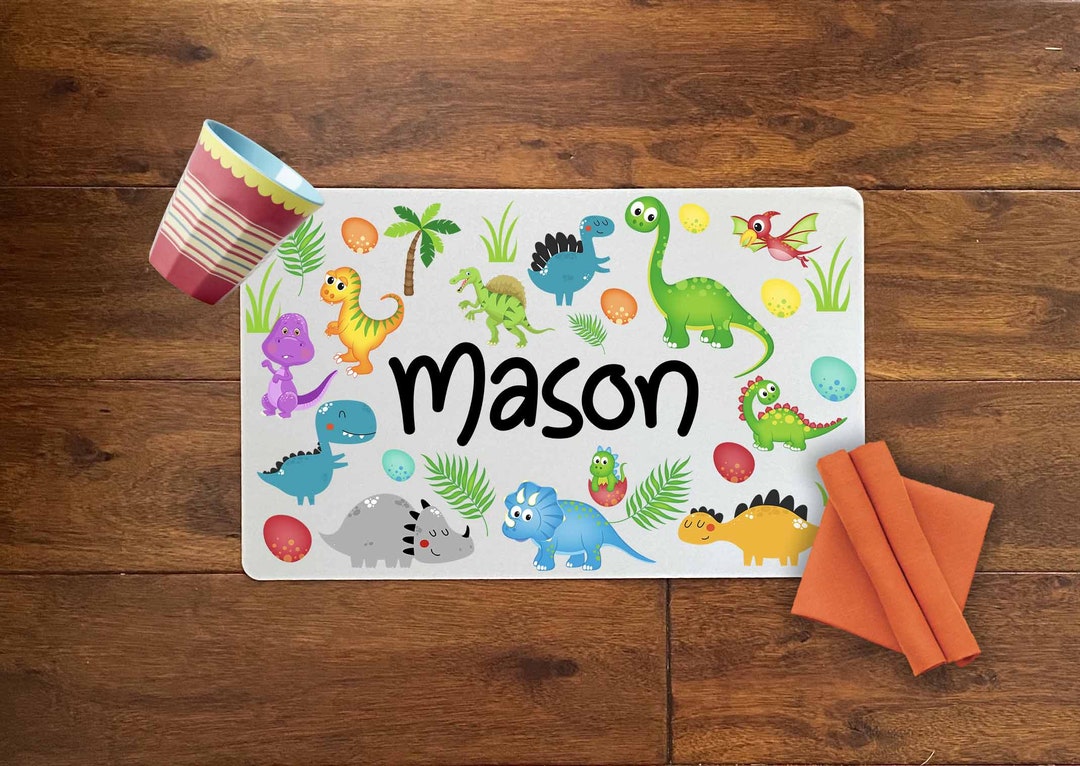 Kids Placemat, Dinosaur Placemat, Dinosaur Personalized Placemat, Dino ...