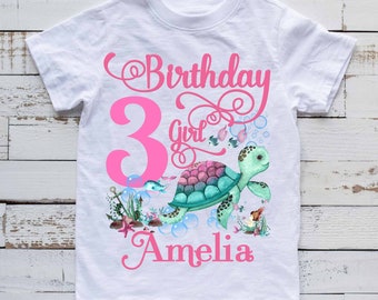 Sea turtle birthday shirt, turtle birthday shirt, under the sea birthday party, 1st birthday Birthday Outfit, mermaid family shirts, H240