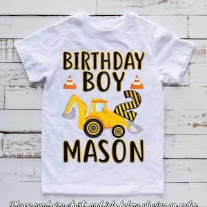 Construction Birthday Shirt, Construction Birthday Party, Personalized Construction Shirt, Birthday Boy Shirt, yellow truck Boy Shirt, H215