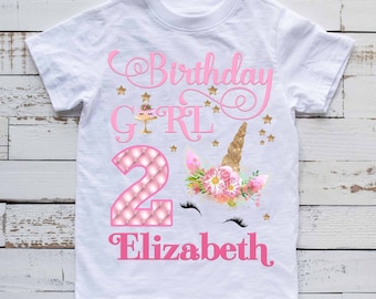 Personalized Unicorn Birthday Girl Shirt: Matching Family Shirts