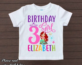 Personalized Little Mermaid Birthday Girl Shirt