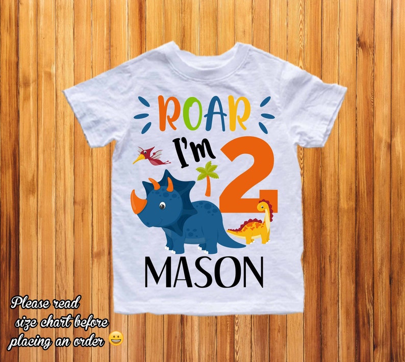 AMZTM Baby Girls Dinosaur 2nd Birthday Tshirt Tee - Two 2 Years Old Dinosaur Party B-Day Shirt Gift Printed Graphic T-Shirt Outfit 100% Cotton White Short Sleeve Top (White, 2T(33-35inch)) Price In