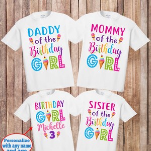 Personalized Ice Cream Birthday Girl Shirt: Family Matching Outfit