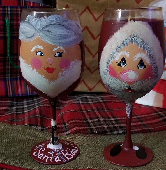 mr and mrs santa wine glasses