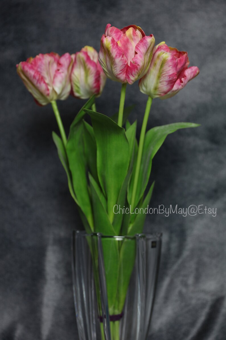 Artificial Pink Tulips Handmade Frshlook Tulips Faux Lifelike Etsy