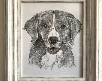 Realistic custom pencil portrait of your pet, dog or cat