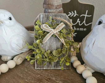 Mini Farmhouse Wreath Sign - Tag Sign - Tiered Tray Decor - Farmhouse Decor - Mini Wreath