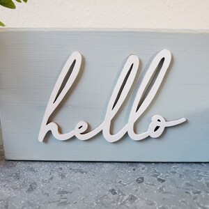 Hello Sign Tiered Tray Decor Tabletop Sign Tiered Tray Sign image 3