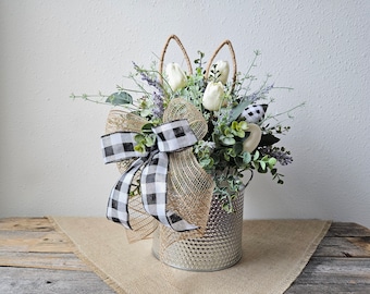 Bunny Ears Arrangement - Easter Centerpiece - Spring Decor - Farmhouse Easter Arrangement - Spring Centerpiece