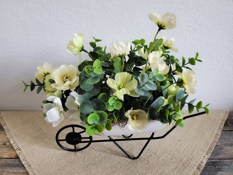 Wheelbarrow Floral Arrangement Farmhouse Decor Spring - Etsy