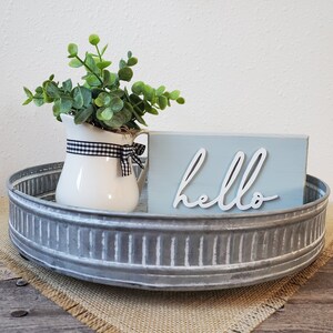 Hello Sign Tiered Tray Decor Tabletop Sign Tiered Tray Sign image 4