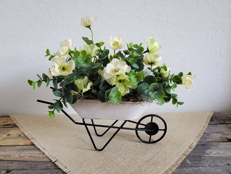 Wheelbarrow Floral Arrangement Farmhouse Decor Spring - Etsy