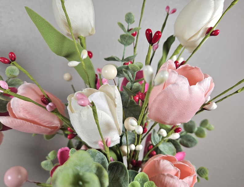 Tulip Centerpiece - Spring Decor - Pink Tulip Bouquet - Spring Floral ...