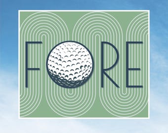 Retro Golf FORE Vinyl Sticker - Ladies Golf Decal