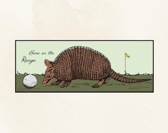 Funny Golf Sticker Armadillo Home on the Range