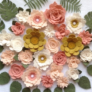 Felt Flowers, Nursery Decor, Blush Flowers, Loose Felt Flowers, Assembled Felt Flowers, Flower Embellishments, Handmade Felt Flowers,