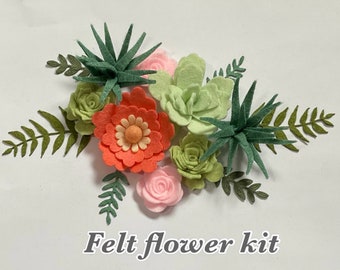 Mini Felt Flower Kit, Succulents, Succulent kit, Felt flower kit, nursery decoration, wedding decoration, Rolled felt flower kit