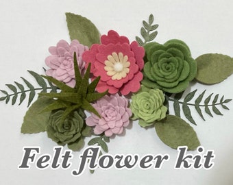 Mini Felt Flower Kit, Succulent, Succulent kit, Felt flower kit, Nursery Decoration, Wedding Decoration, Rolled Felt Flower Kit