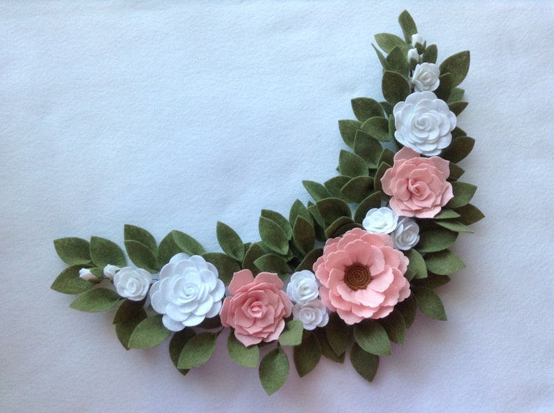 Felt Flower Garland Felt Flower Nursery Decor Garland Pink Etsy