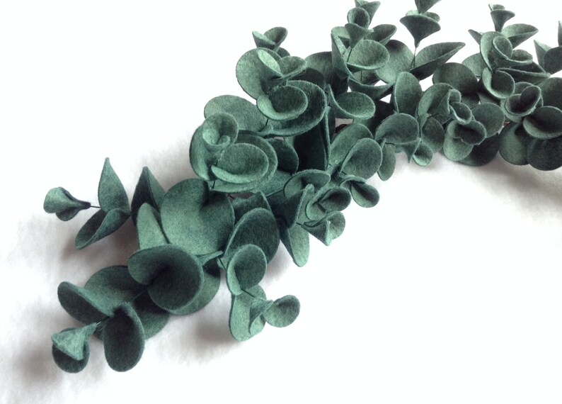 Felt eucalyptus garland, Eucalyptus garland, Felt Eucalyptus leaves, Vertical garden backdrop, Country boho wedding, leaf garland image 2