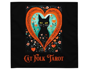 Tarot Cloth - Cat Folk Tarot Red