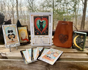 Cat Folk Tarot Limited Edition Tarot size and Green Bridge Size Tan Bag