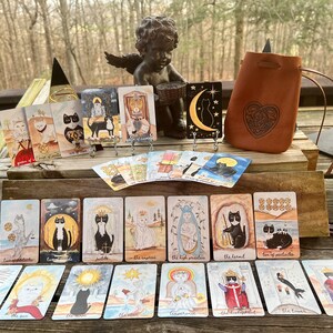 Cat Folk Tarot Limited Edition Tarot size and Green Bridge Size Tan Bag image 4