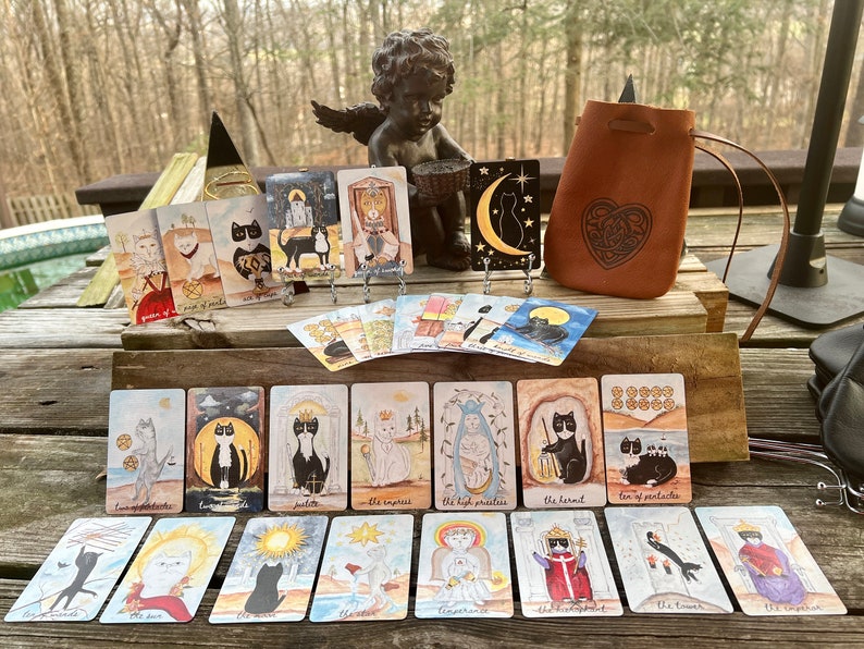 Cat Folk Tarot Limited Edition Tarot size and Green Bridge Size Tan Bag image 4