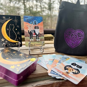 Tarot folklorique chat, violet, taille du chevalet