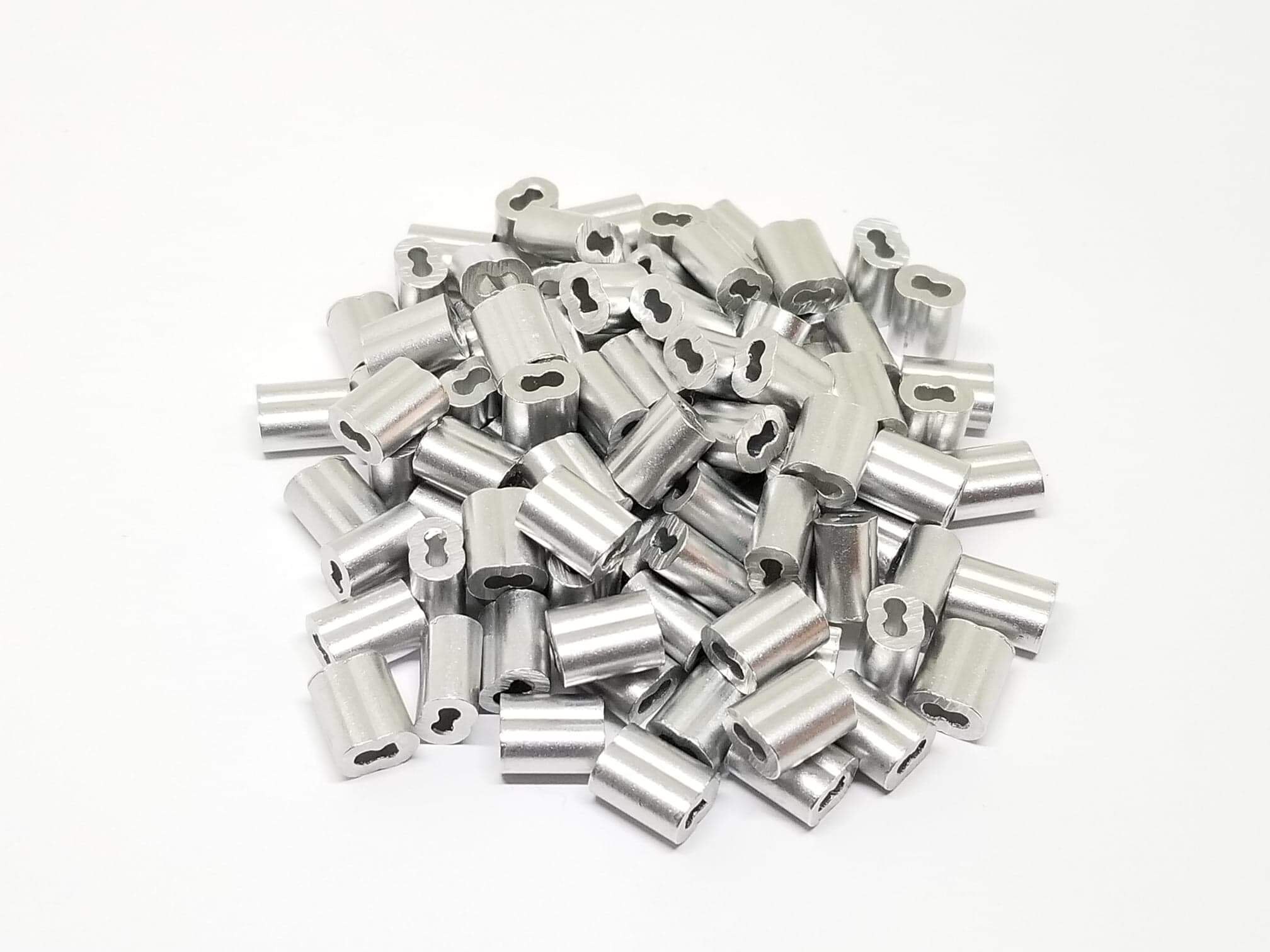 Aluminum Swage Sleeves For 3/64" Wire Rope / Cable - Choose 50, 100, 200, 500, Or 1000 Pcs