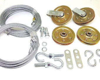 Garage door extension spring Extra Heavy Duty pulley sheave kit & SAFETY CABLE