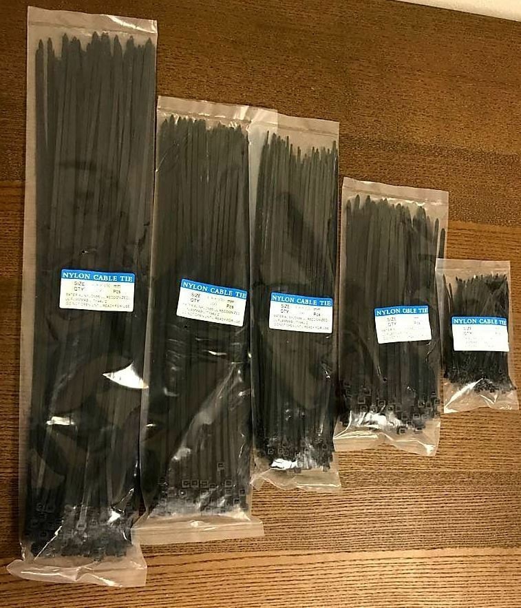 Nylon Plastic Cable Ties Long & Wide Extra Large Zip Ties Black wrap 4" to 24"