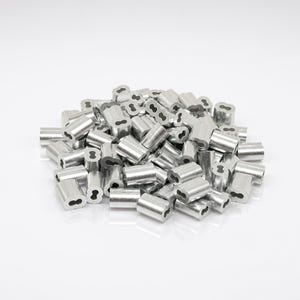 100 Sleeve Ferrules 1/8" Aluminum Cable Snare Wire Swage Line End Double Barrel