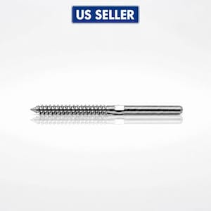 May include: A silver-colored metal hanger bolt featuring a pointed threaded end for wood and a smooth, unthreaded cylindrical shaft on the opposite side. The text US SELLER is displayed in a blue rectangular box above the metal fastener.