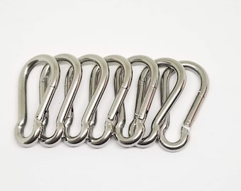 3 inch T316 stainless steel spring snap hook carabiner, set of 6