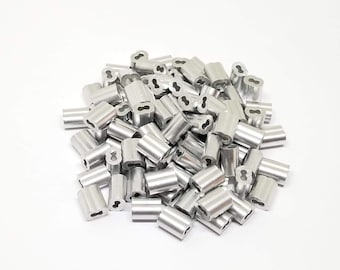 1/8" Aluminum Sleeves Clip Crimps for Cable, Wire Cord 50 pcs
