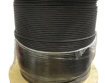 35' Coil 3/16" 1x19 Strand Black oxide Stainless Steel Cable Best for Cable Railing T316 SS