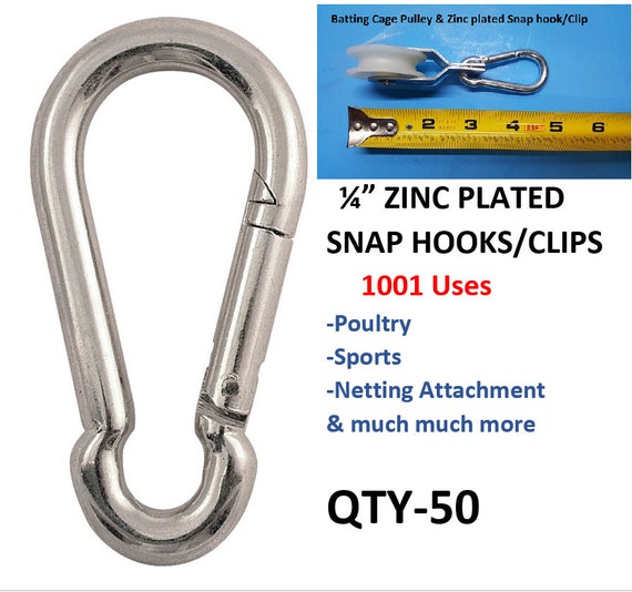 Buy Carabiner Snap Clips 50 Pcs 1/4 Zinc D-ring Snap Hook Lock Clip Batting  Cage Online in India 
