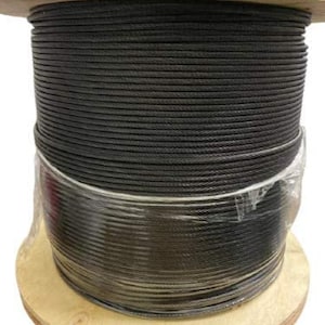 100' Coil 3/16" 1x19 Strand Black oxide Stainless Steel Cable Best for Cable Railing T316 SS