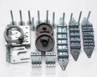 Garage door hardware kit 14 GA - 16x7 or 18x7 with Quiet Nylon Rollers
