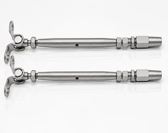 Qty 2 ~ T316 Stainless Steel Swageless Turnbuckle Deck Toggle for 1/8" Cable