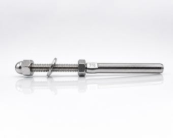 100 Pcs - T316 Stainless Steel Swage Threaded Tensioner End Fittings 3/16" Cable Railing