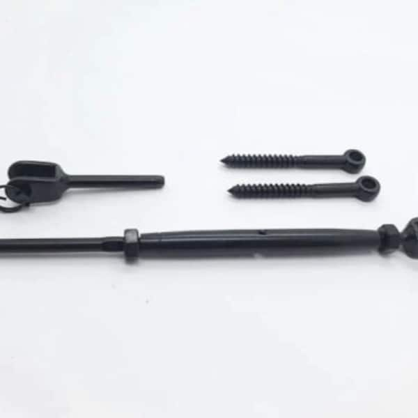 Black Oxide T316 Stainless Steel Turnbuckle Jaw & swage stud set 1/8" Cable