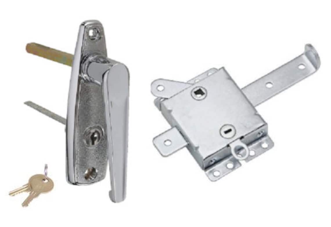 Garage Door Lhandle Lock With Inside Slide Lock Latch Etsy