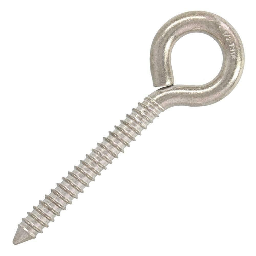 T316 Grade Stainless Steel Lag Screw Eye Bolt 1/4x3,5/16x3,5/16x5,3/8x3