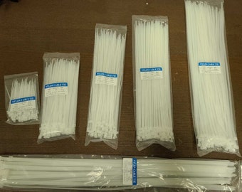 Nylon Plastic Cable Ties Long & Wide Extra Large Zip Ties White wrap 4&quot; to 24&quot;