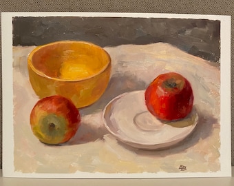 Still life with apples, painted by Elena Bulatova