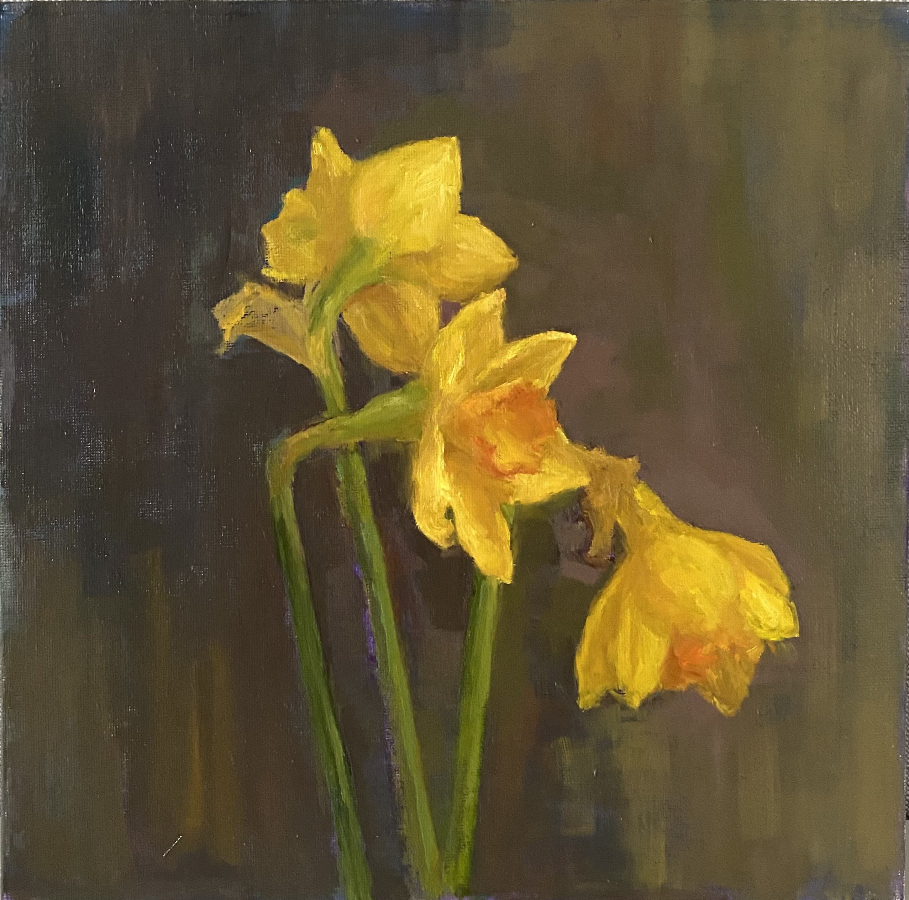 Daffodils Original Painting with Oil on Canvas Board | Etsy