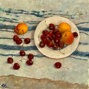 Fruits oil painting original on board, fine art